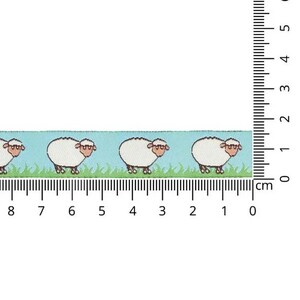 Geweven band schapen 16mm - 1 meter lang blauw 