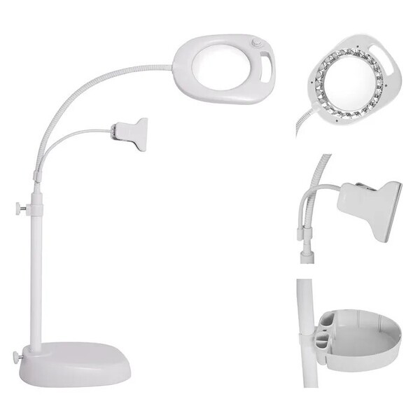 PURElite LED dimbare dubbele vloerlamp PURElite LED 4-in-1 Crafters draadloze loeplamp