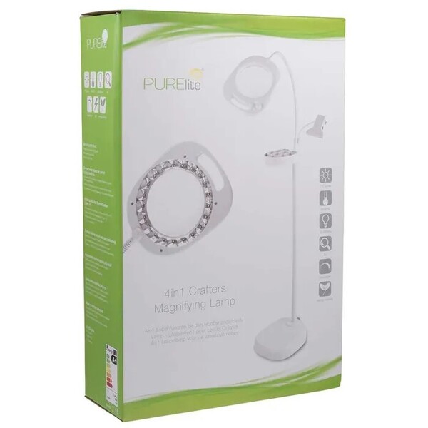PURElite LED dimbare dubbele vloerlamp PURElite LED 4-in-1 Crafters draadloze loeplamp