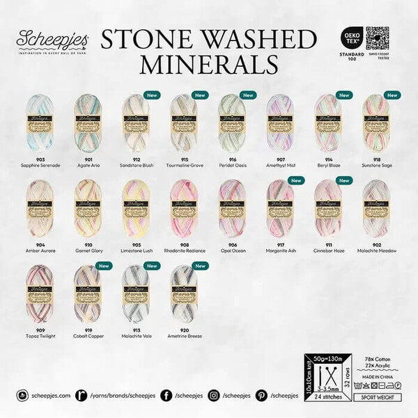 Scheepjes Stone Washed Minerals - 908 Rhodonite Radiance